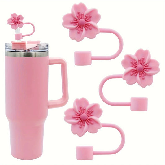 Cubiertas de paja de silicona con forma de flor para taza Stanley, bonita tapa antipolvo con forma de flor de silicona, puntas de paja, accesorios para tazas