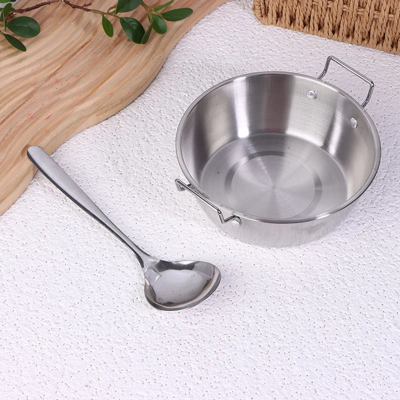 Olla para cocinar con asa de acero inoxidable para cocina, olla para mariscos y arroz, paellera para cocina casera, platos para aperitivos de picnic