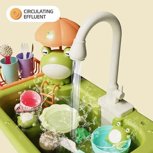 Juguetes de Cocina Eléctrica para Niños y Niñas, Grifo Simulado, Lavavajillas, Juego de Imitación de Cocina, Comida, Verduras, Juego de Roles, Regalos para Niños