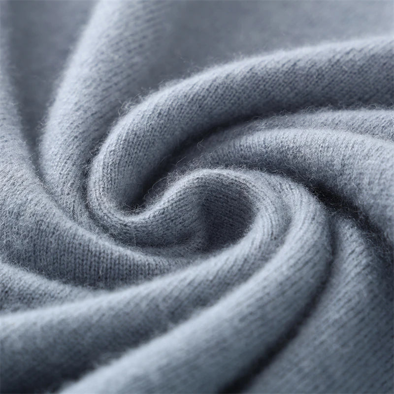 Otoño/Invierno, jersey de cachemira pura de 100% para hombre, suéter de punto liso informal de negocios, Tops sueltos de cuello redondo, jersey grueso y cálido