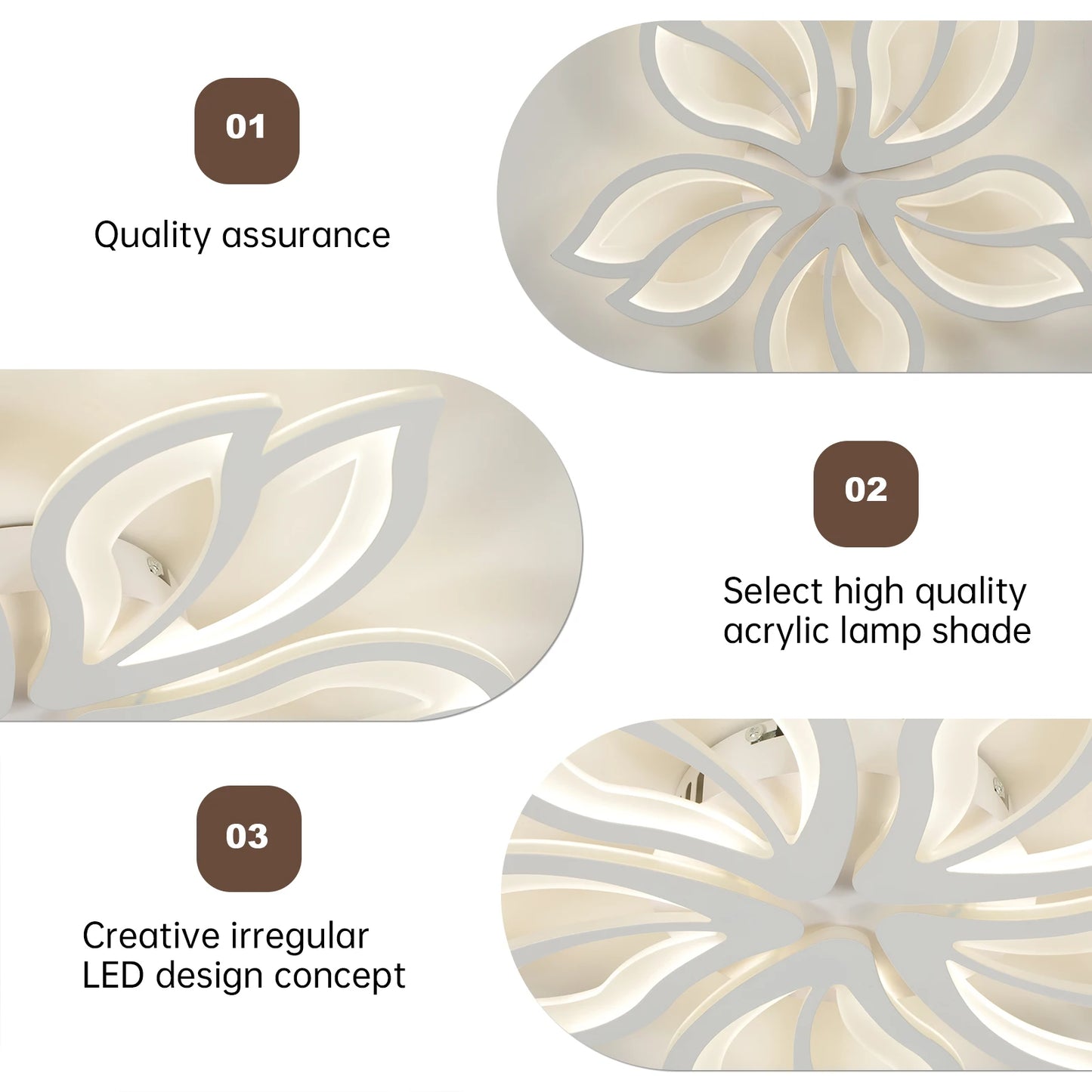 Lámpara de techo LED, lámpara de techo de hojas modernas, montaje empotrado para sala de estar, estudio, comedor, dormitorio