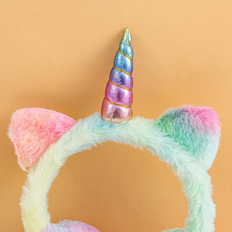 Nuevo encantador invierno cálido unicornio calentadores de orejas Tie Dye orejeras de felpa para mujeres juguetonas niñas orejeras protección contra el frío caliente