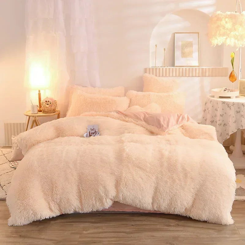 Juego de funda nórdica de felpa de lujo de 3/4 piezas: ropa de cama acogedora y suave, perfecta para el confort del dormitorio, ideal para habitaciones de invitados y dormitorio Aesth