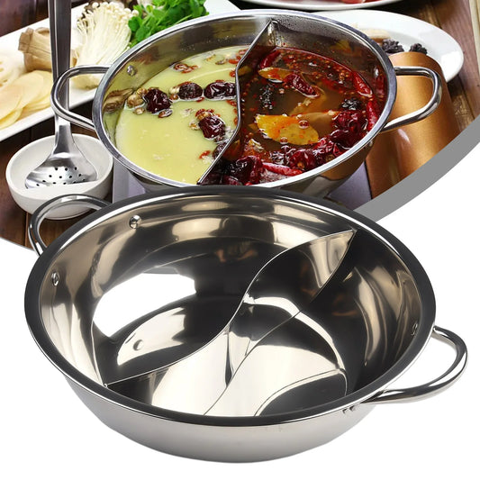 Olla caliente dividida doble de 30cm, olla caliente de acero inoxidable, utensilios de cocina para el hogar, olla para sopa