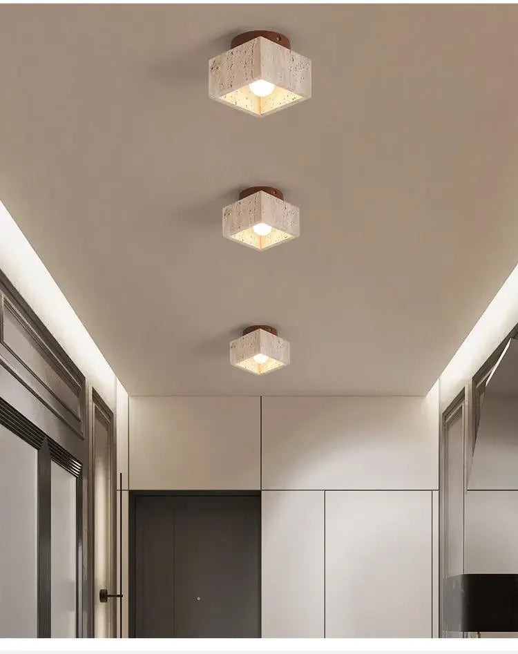 Lámpara de techo LED de piedra travertino, accesorio de iluminación para pasillo, sala de estar, comedor, decoración de dormitorio, lámpara de techo