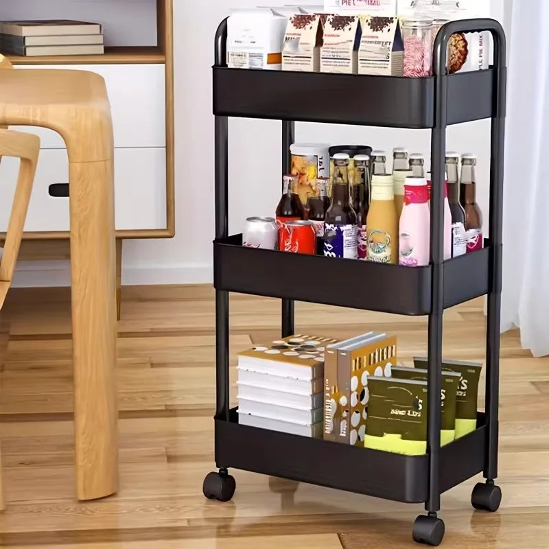Carrito de almacenamiento de 4 niveles - carrito rodante multifuncional, adecuado para la cocina, el baño, la habitación de los niños, el dormitorio y más