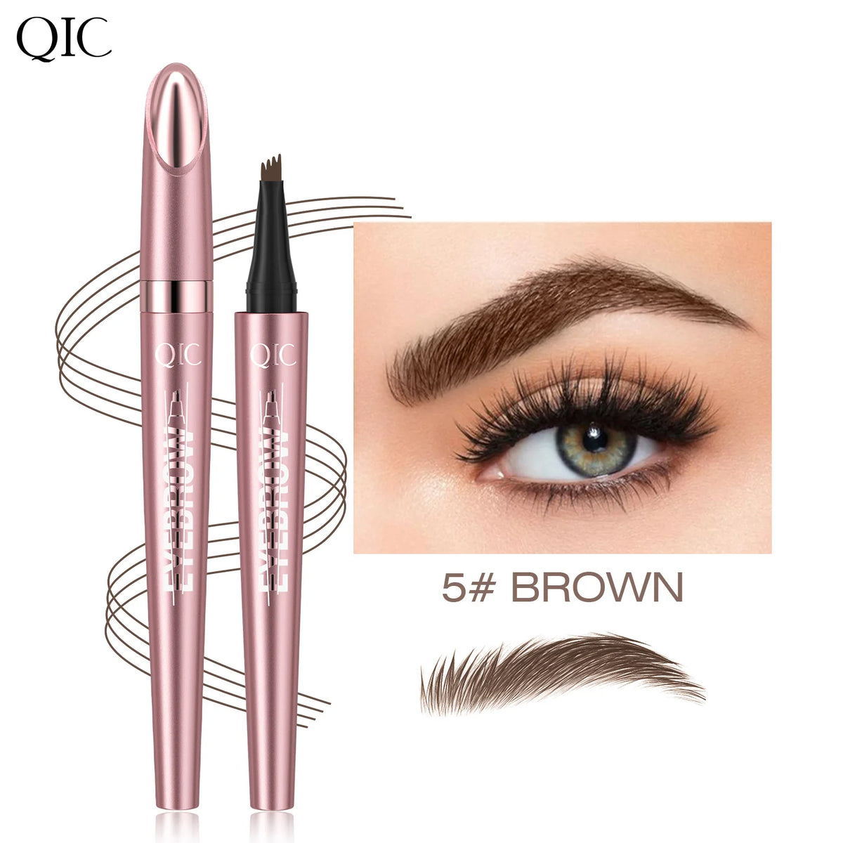 Lápiz de cejas con punta de 4 horquillas, Microblading 3D, resistente al agua, Color marrón oscuro, Color Natural, lápiz mágico para cejas de trazo fino, novedad de 2024