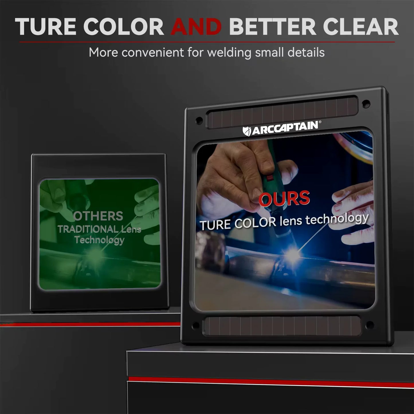 ARCCAPTAIN casco de soldadura con oscurecimiento automático 4 Sensor de arco DIN4 1/1/1/1 con gran visión máscara de soldadura de Color verdadero para MIG MAG TIG