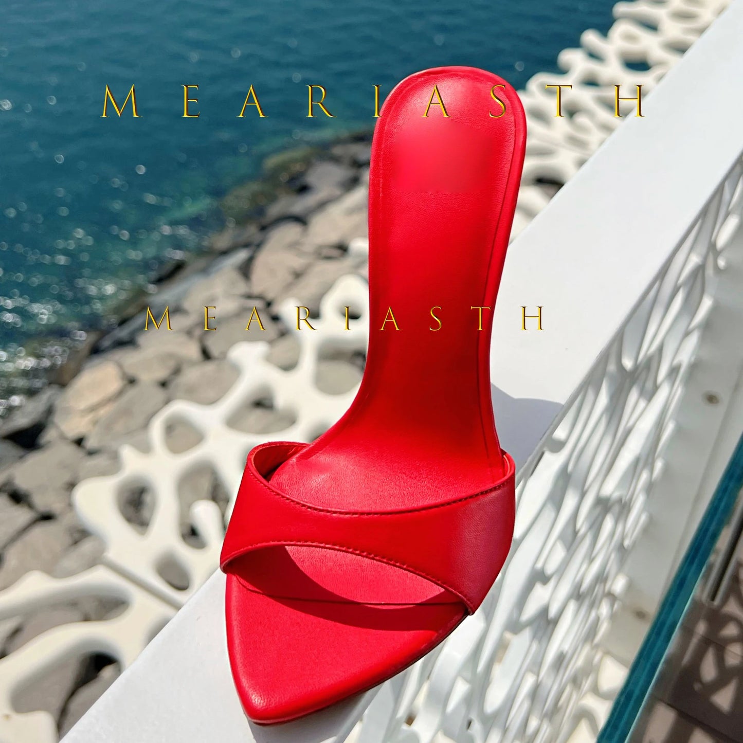 2025 Peep Toe Sexy verano mujer mulas bombas sandalias elegante súper fino tacones altos mula Oficina señora zapatos de fiesta zapatillas sandalias