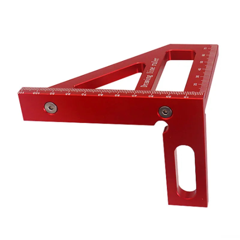 Transportador cuadrado de carpintero, regla triangular de inglete de aluminio, multiángulo 3D, regla de medición de diseño de 45/90 grados