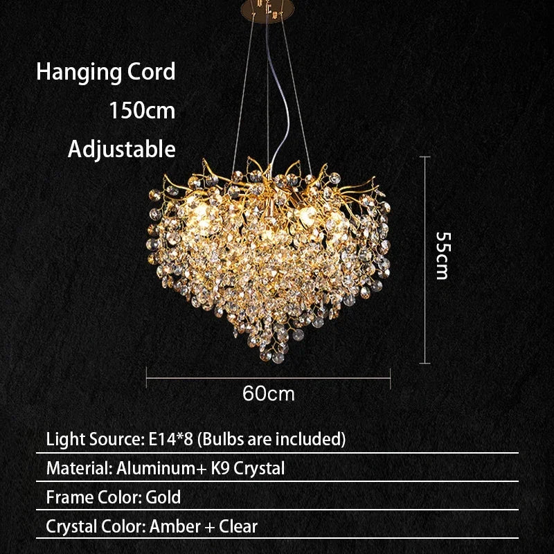 Candelabro de techo moderno para sala de estar, lámpara colgante de cristal de lujo para decoración Interior de Hotel y cocina, accesorio de iluminación