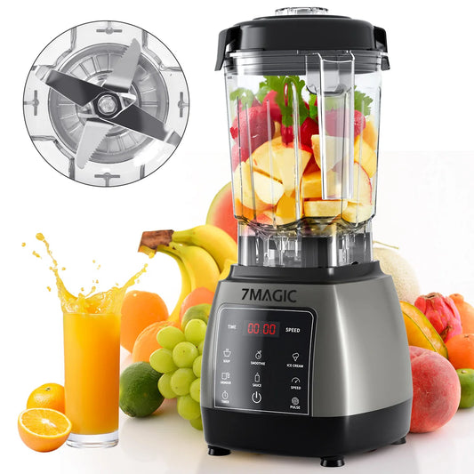 Batidora mezcladora con temporizador de alta resistencia, exprimidor de frutas, procesador de alimentos, batidos de hielo, sin BPA, tarro de 2L, 2000W