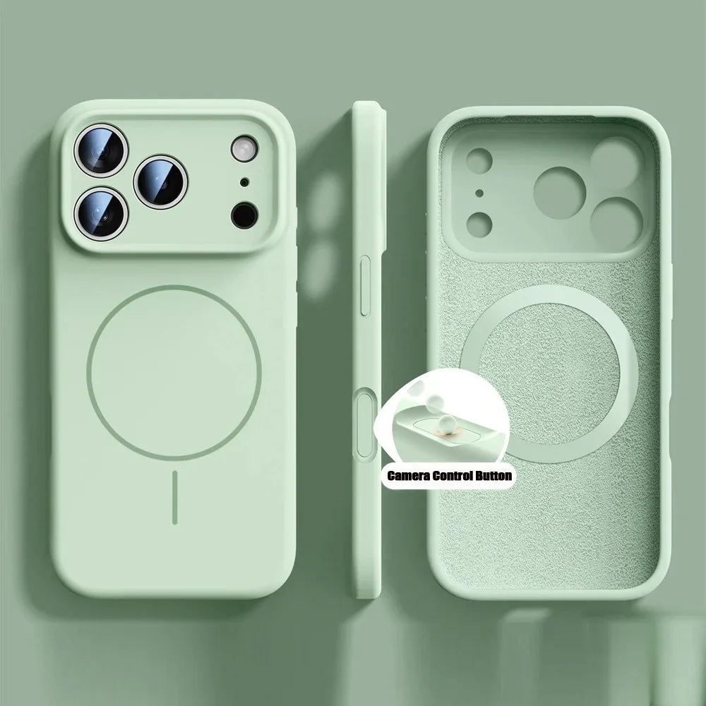 Nueva funda magnética de silicona líquida para iPhone 17 16 15 14 13 12 Pro Max 16 Plus Air fundas suave Original para iPhone 17 16 Pro Max funda para iphone 17 pro max