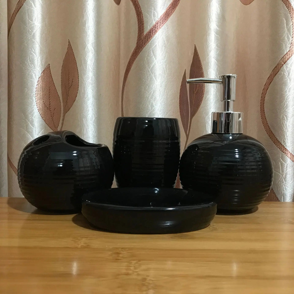 Juego de Accesorios de Baño de Cerámica Modernos y Minimalistas de 4 Piezas - ¡Elegante y Duradero!