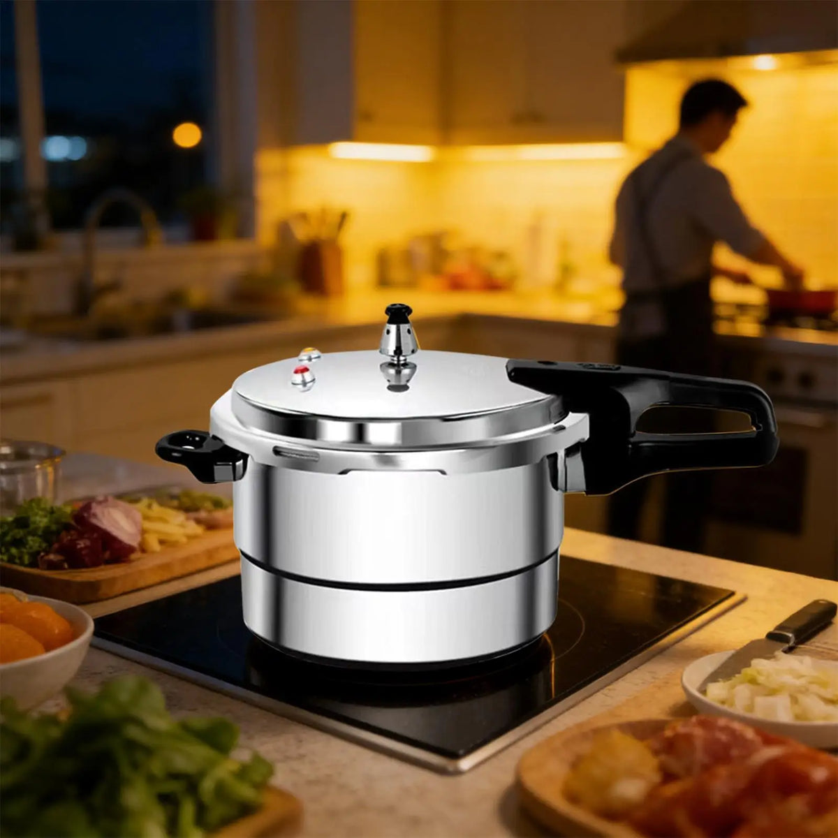 Olla a Presión de Acero Inoxidable de 7L con Rejilla para Cocinar al Vapor, Apta para Estufas Eléctricas y de Gas, Ahorra Energía, Utensilios de Cocina Seguros