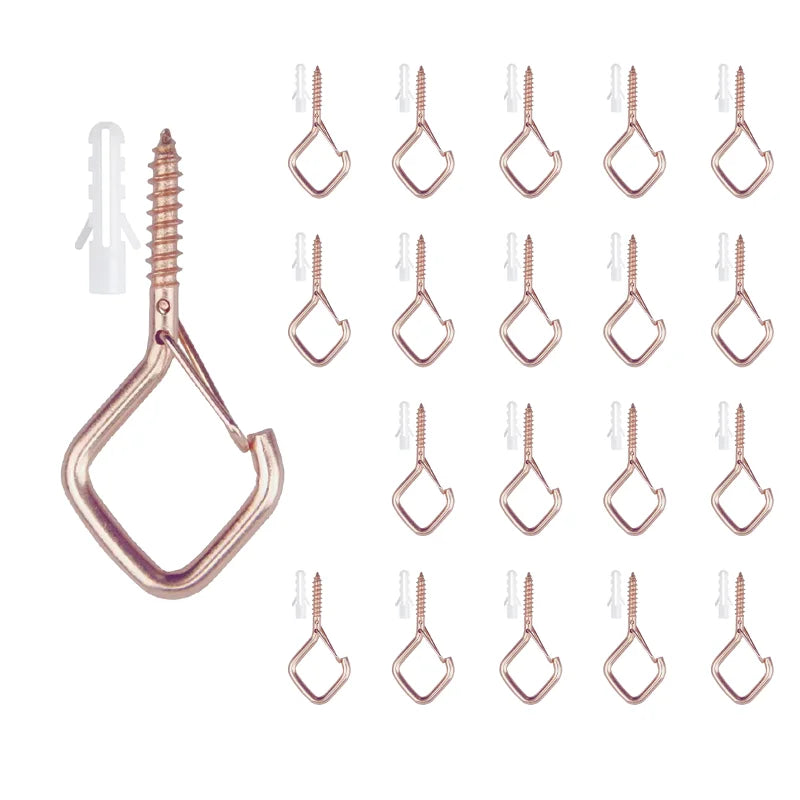 Q-ganchos de suspensión para exteriores, ganchos de tornillo para cadena de luces al aire libre, ganchos de tornillo con hebilla de seguridad, para plantas colgantes, 10/20 piezas