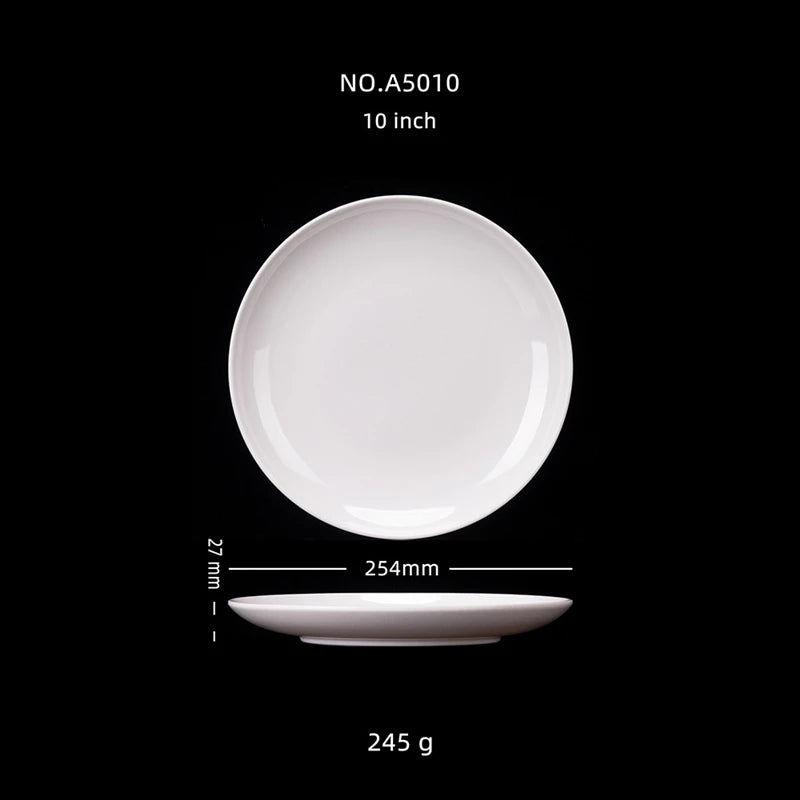 Platos redondos de melamina para Hotel, juegos de cena de 8-14 pulgadas, platos blancos de porcelana de imitación, bandeja para servir, vajilla hermosa, comida occidental
