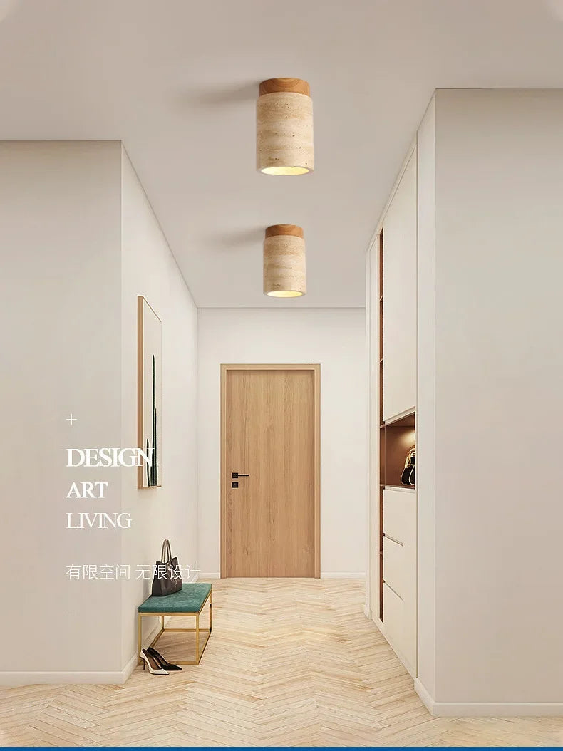 Lámpara de techo LED de piedra travertino, accesorio de iluminación para pasillo, sala de estar, comedor, decoración de dormitorio, lámpara de techo