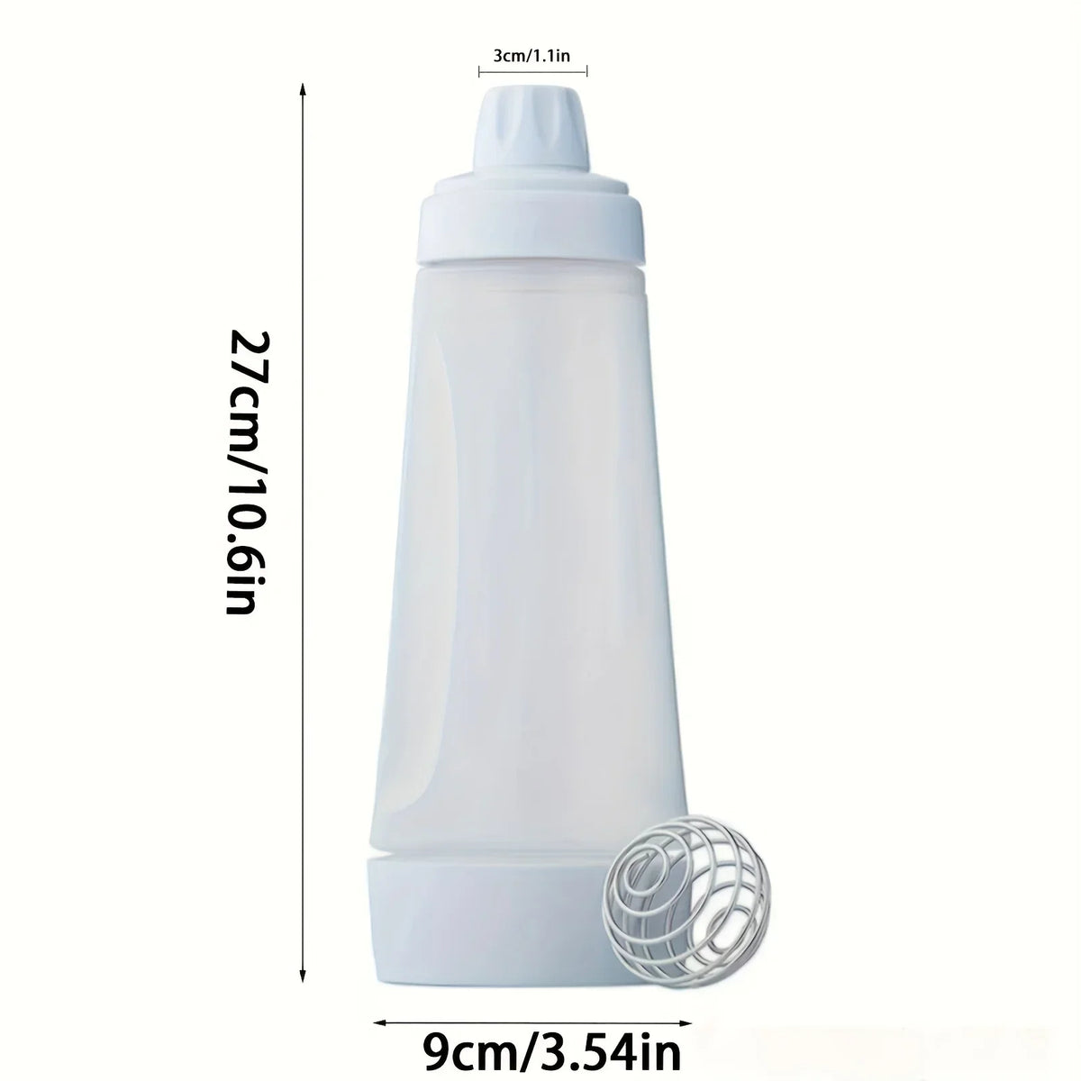 Botella mezcladora de masa para panqueques con bola mezcladora y batidor de alambre para panqueques, cupcakes, muffins, crepes y más con calidad de restaurante