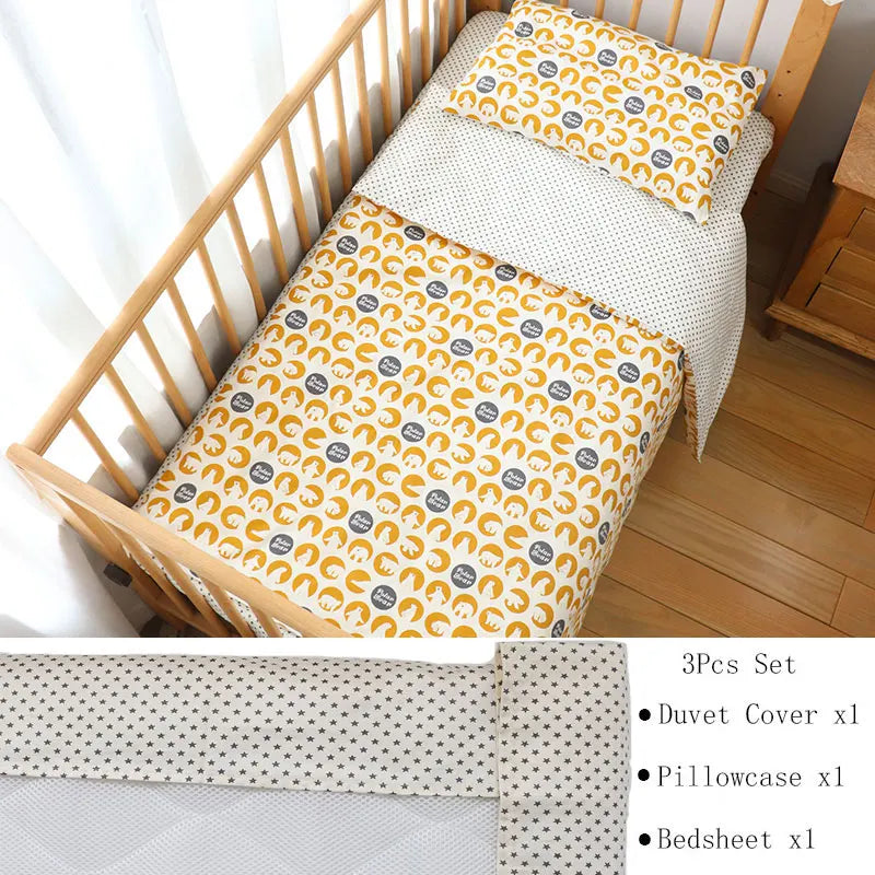 Juego de cama para cuna de bebé, ropa de cama de algodón, kit de cuna para niño y niña, incluye funda de almohada, funda nórdica, decoración para habitación de niños, 3 uds.