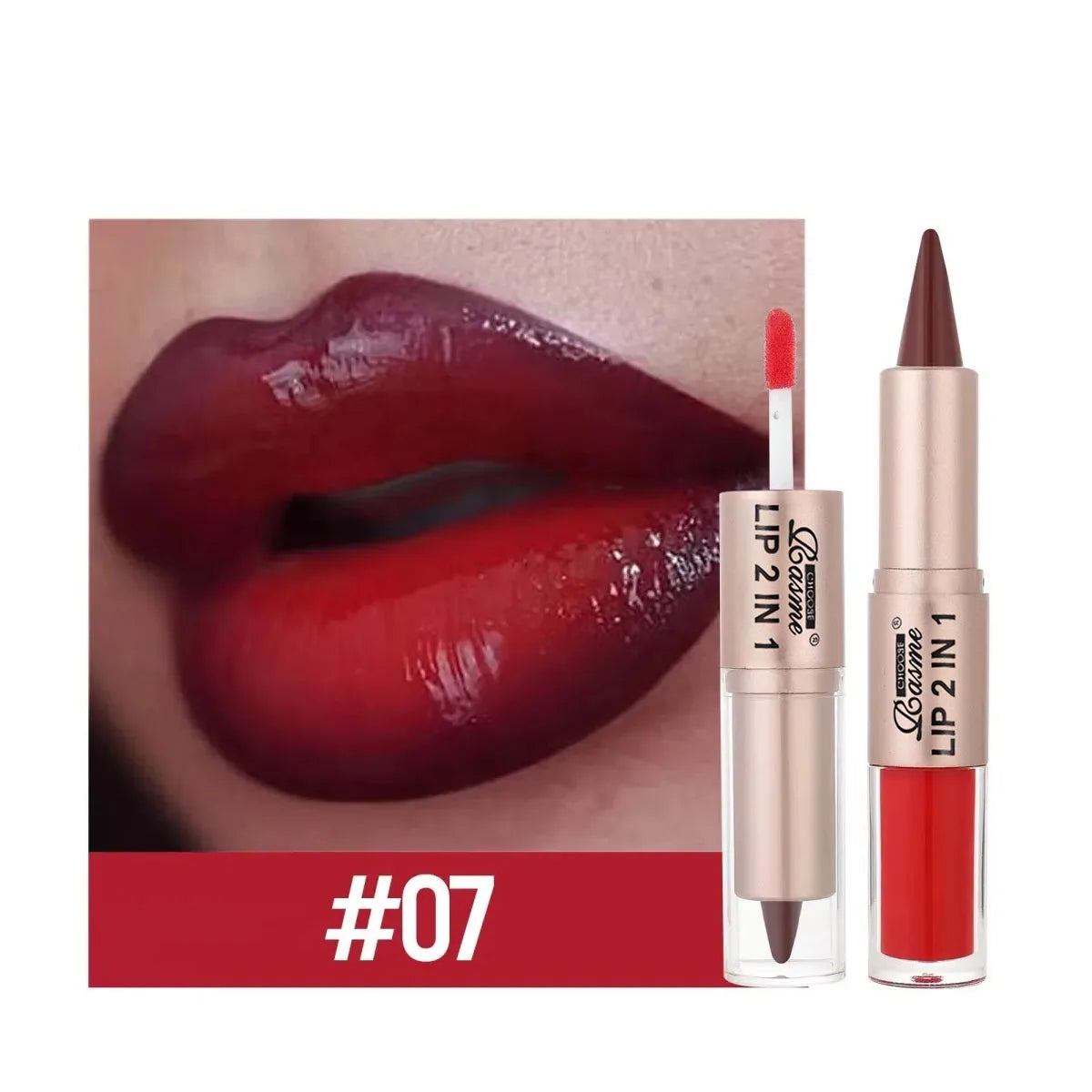 Lápiz delineador de labios degradado cónico 2 en 1, brillo de labios de cristal de espejo marrón desnudo, delineador de labios mate, maquillaje antiadherente para contorno de labios resistente al agua