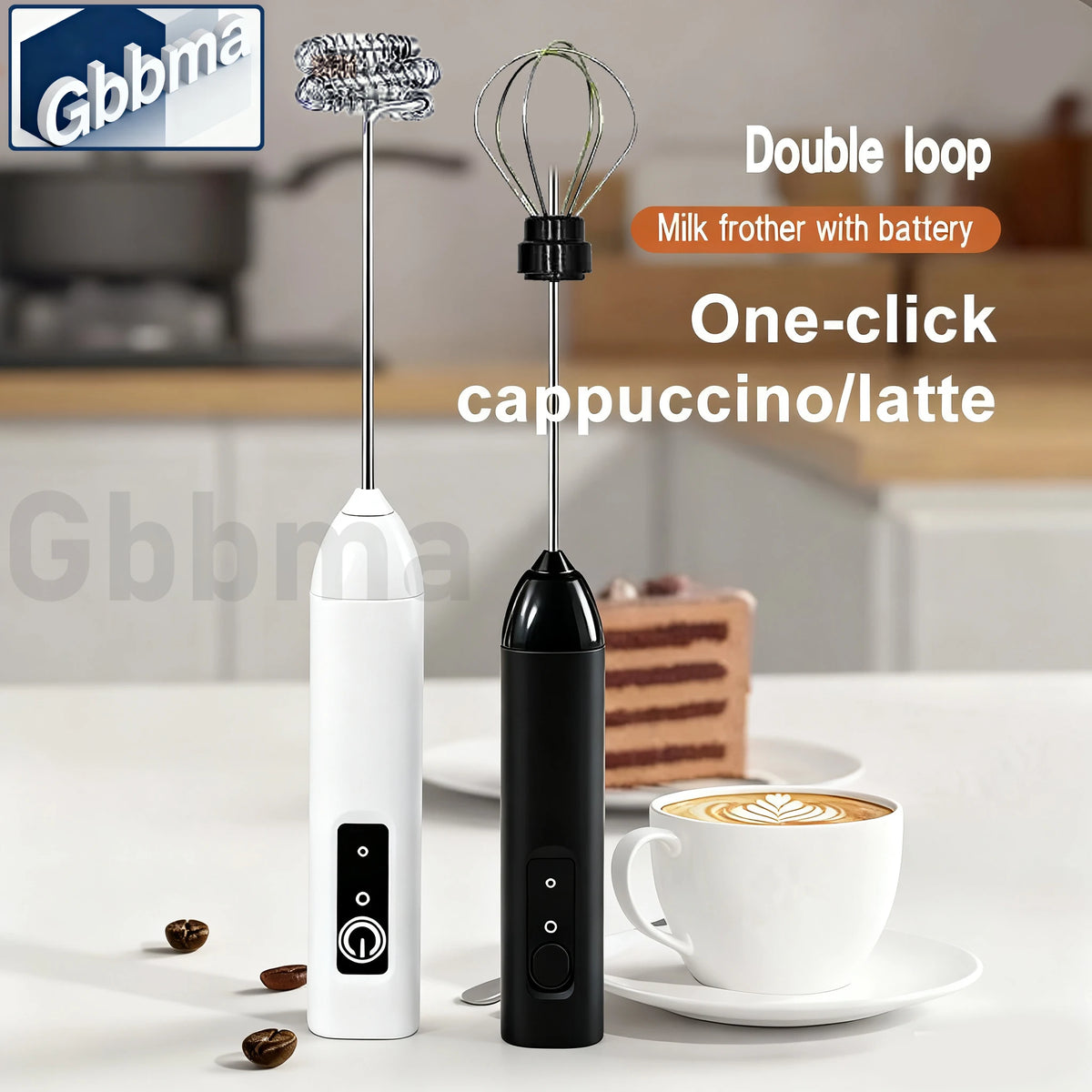 Batidora de Huevos Eléctrica Recargable GBBMA con Soporte, 3 Velocidades Ajustables, Batidora de Mano, Mezclador de Bebidas, Espumador de Leche para Café
