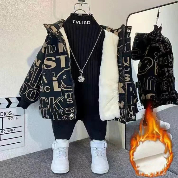 Abrigo para niños, chaqueta, prendas de vestir, Tops de algodón, moda 2023, grueso, además de terciopelo, abrigo de talla grande para invierno y otoño, ropa para niños