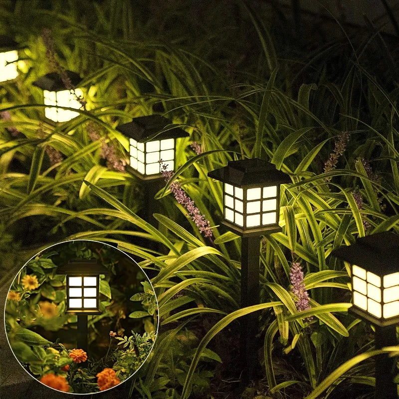 Paquete de 2 luces solares para caminos, lámpara Solar para exteriores, iluminación de paisaje impermeable para jardín, Patio, pasarela, entrada, decoración de acampada