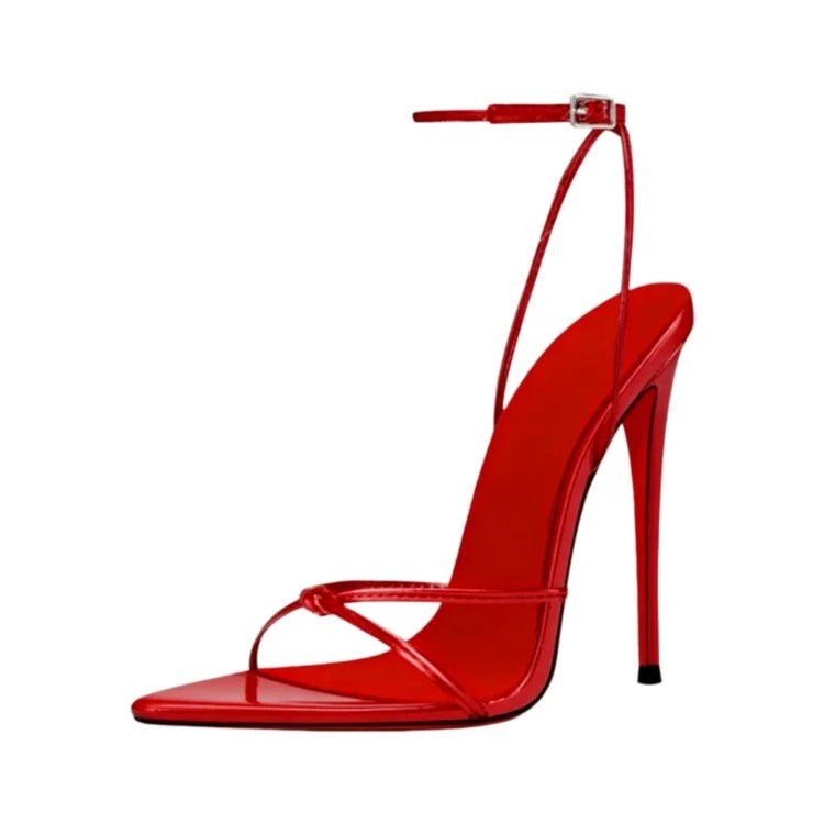 MKKHOU Zapatos de tacón de moda, nuevos zapatos personalizados hechos a mano de alta calidad, sandalias sexys de tacón alto con hebilla en el tobillo y punta fina, zapatos de mujer