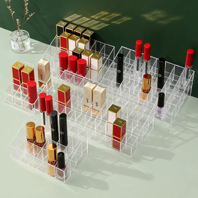 Organizador de Lápices Labiales Transparente para el Hogar, Caja de Almacenamiento de Plástico para Escritorio, Organizador de Cosméticos