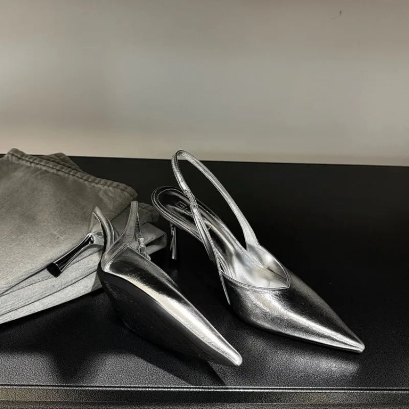 Sandalias de Tacón Alto para Mujer, Punta Puntiaguda, Zapatos Elegantes, Zapatos de Tacón Sexy a la Moda, Nuevas Zapatillas de Vestir de Marca de Diseñador de Lujo 2025