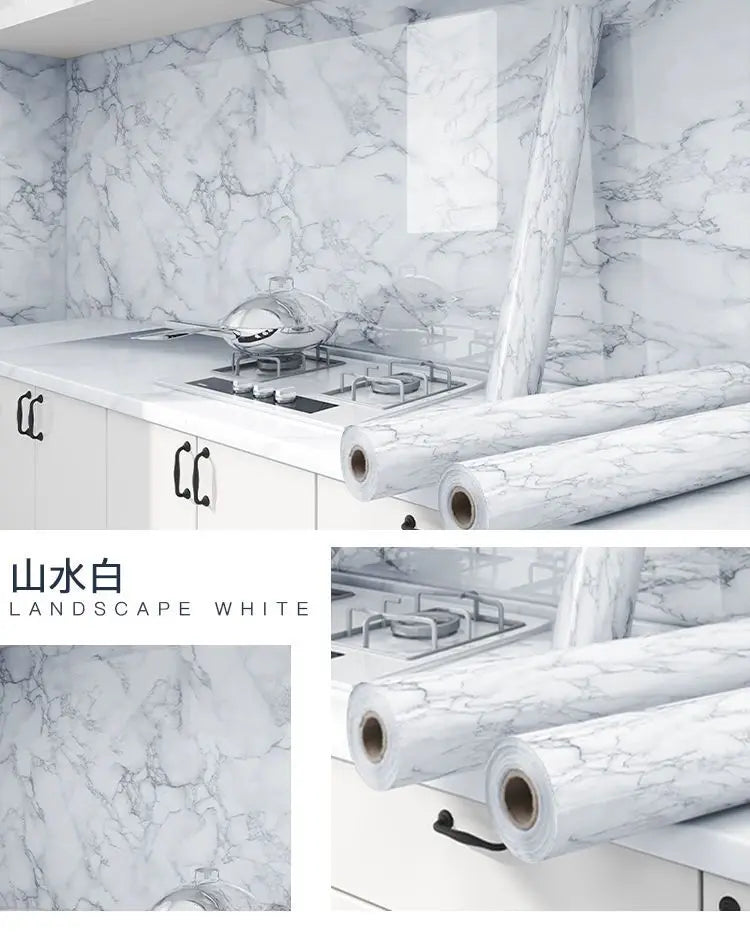 Papel tapiz adhesivo de pared de 80cm de ancho, lámina impermeable a prueba de aceite, pegatina decorativa de mármol, papel decorativo para renovación de baño y cocina