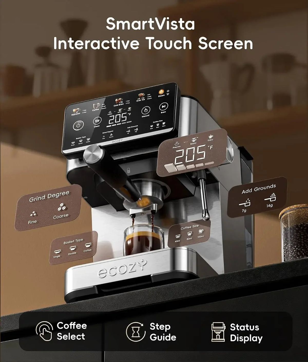 Máquina de café expreso 4 en 1 y cafetera combinada con espumador de leche, en promoción de gran venta |   Cold Brew y Over Ice, Interacti