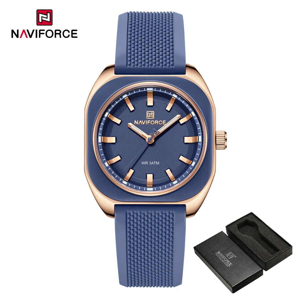 NAVIFORCE, reloj para mujer, marca superior, moda de lujo, reloj de pulsera Original para mujer y niña, pulsera de goma de silicona, reloj informal para mujer 5061