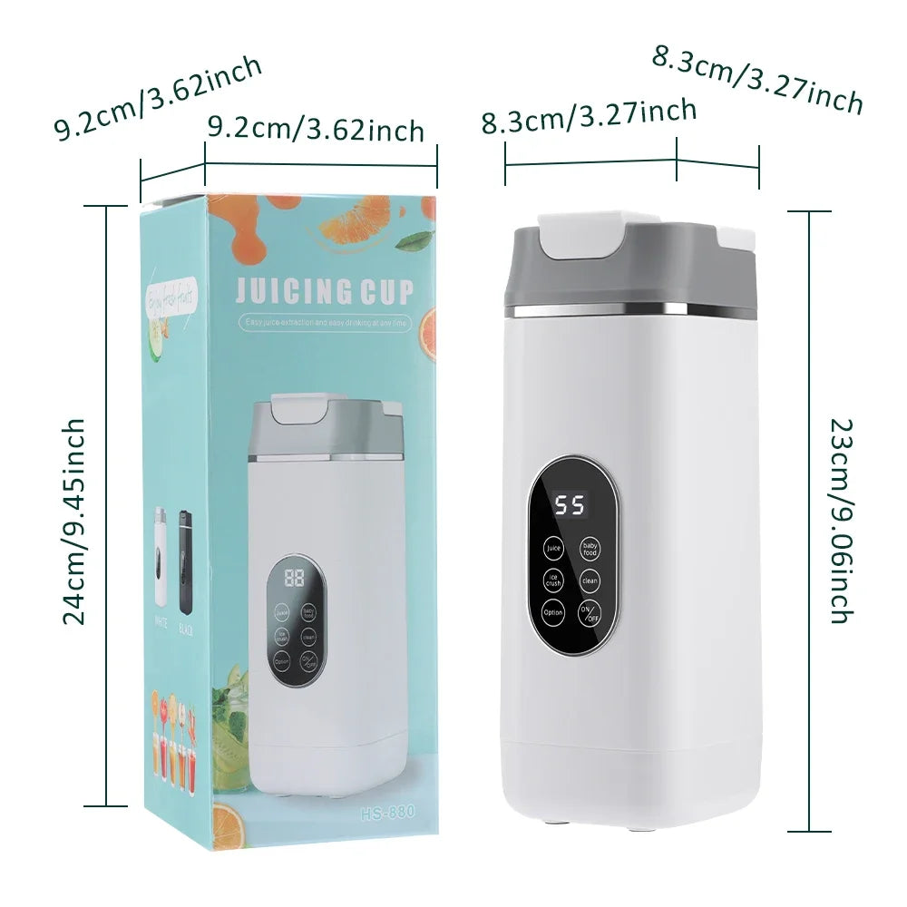 Licuadora Eléctrica Portátil de 400 ml, 2 Tazas, Mini Licuadora Multifuncional Inalámbrica para el Hogar, Recargable por USB, Vaso Mezclador Pequeño