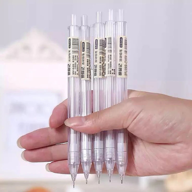 5 unids/set portaminas blanco Simple bolígrafo automático 0,5/0,7mm para estudiantes útiles escolares accesorios de oficina papelería