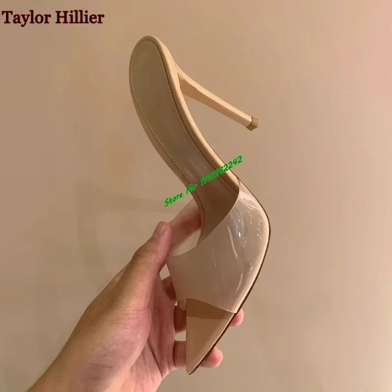 Zapatillas de punta puntiaguda para mujer, zapatos de tacón de aguja de 5cm/8cm/10cm, estilo francés, Sexy, a la moda, talla 46, novedad de verano, 2024
