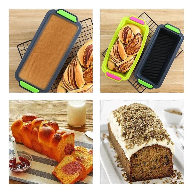 Bandeja rectangular de silicona para hornear, herramientas antiadherentes para molde, pan, tostada, tarta, larga, cuadrada