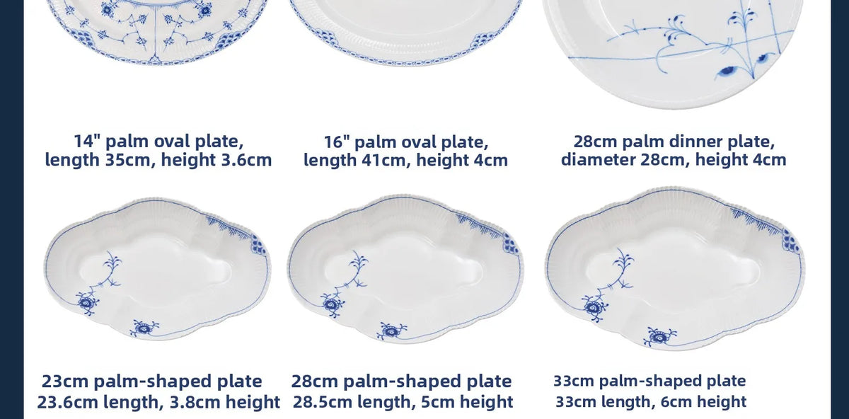 Juego de vajilla de porcelana blanca de Jingdezhen con diseño de hierba Tang azul y blanca, plato llano para uso doméstico, t...