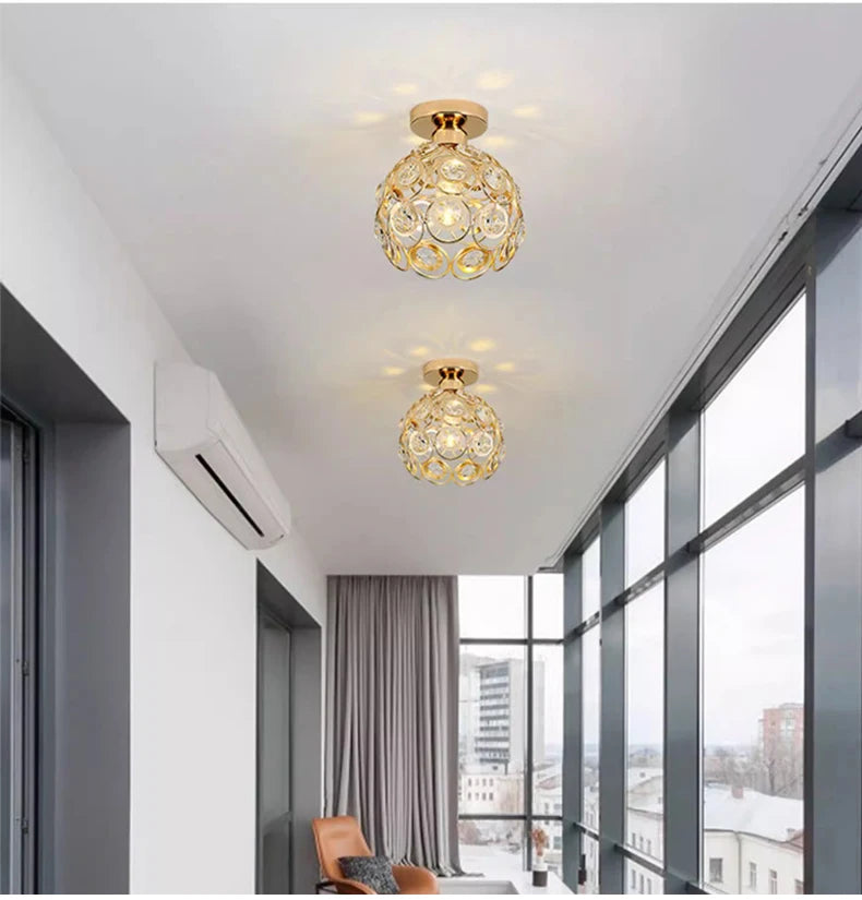 Lámpara Led de cristal para pasillo, balcón, luz de techo, estilo nórdico, personalidad, candelabro pequeño creativo, lámparas de entrada