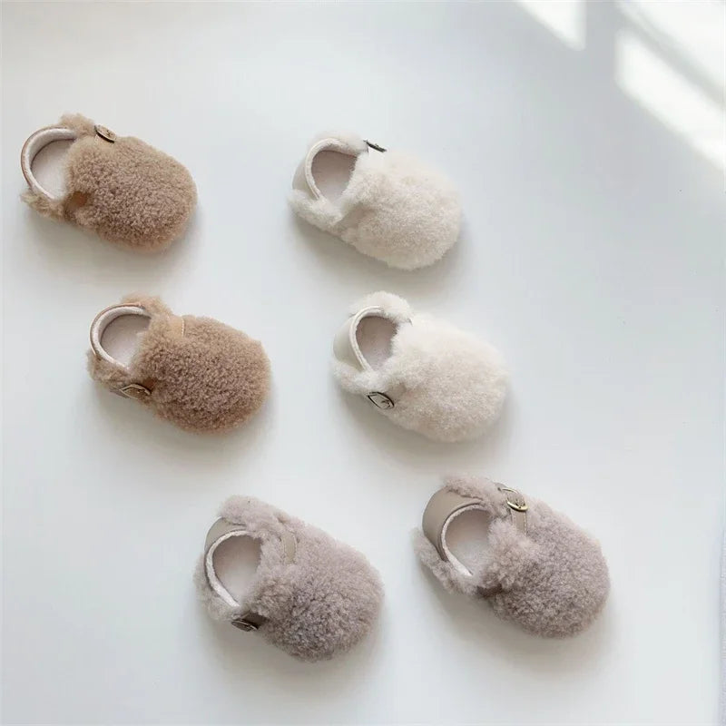 Otoño Invierno, zapatos para bebés, niños y niñas, zapatos gruesos de felpa para bebés, zapatos cómodos de suela blanda para niños pequeños, zapatos para caminar