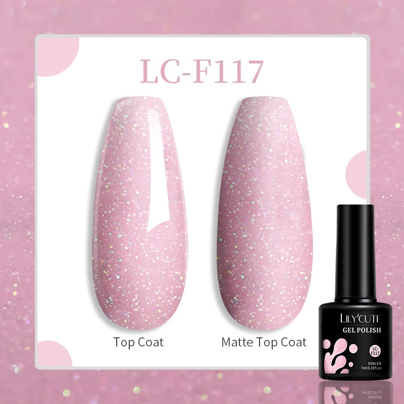 LILYCUTE-esmalte en Gel para uñas, barniz semipermanente para manicura, con LED UV, 129 colores, 7ML
