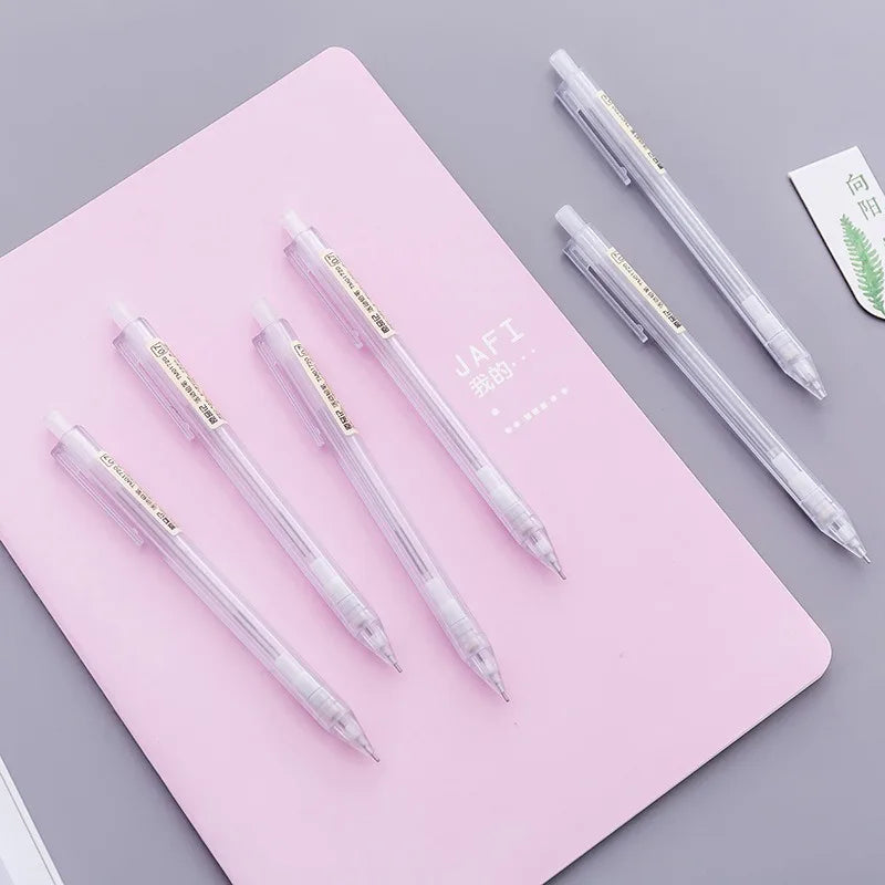 5 unids/set portaminas blanco Simple bolígrafo automático 0,5/0,7mm para estudiantes útiles escolares accesorios de oficina papelería