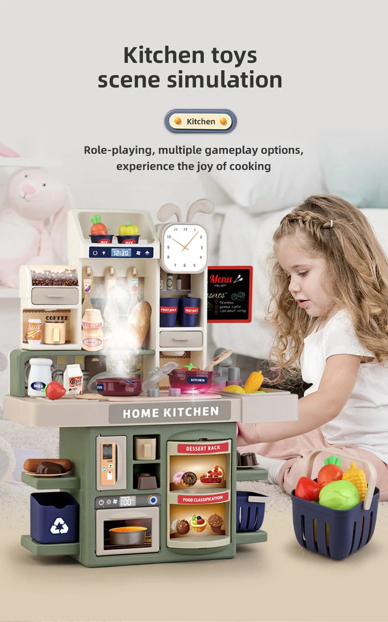 Juego de Cocina para Niños, Juguete de Simulación de Cocina con Vapor y Luces para Juego de Imitación