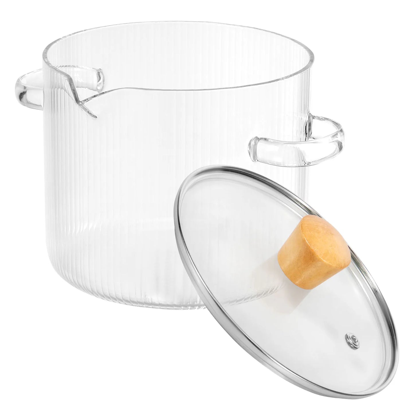 Olla de cocina de vidrio de 1600ML/2300ML, olla de fuego de vidrio de borosilicato transparente con tapa, ollas de estofado multifuncionales para cocinar en la cocina
