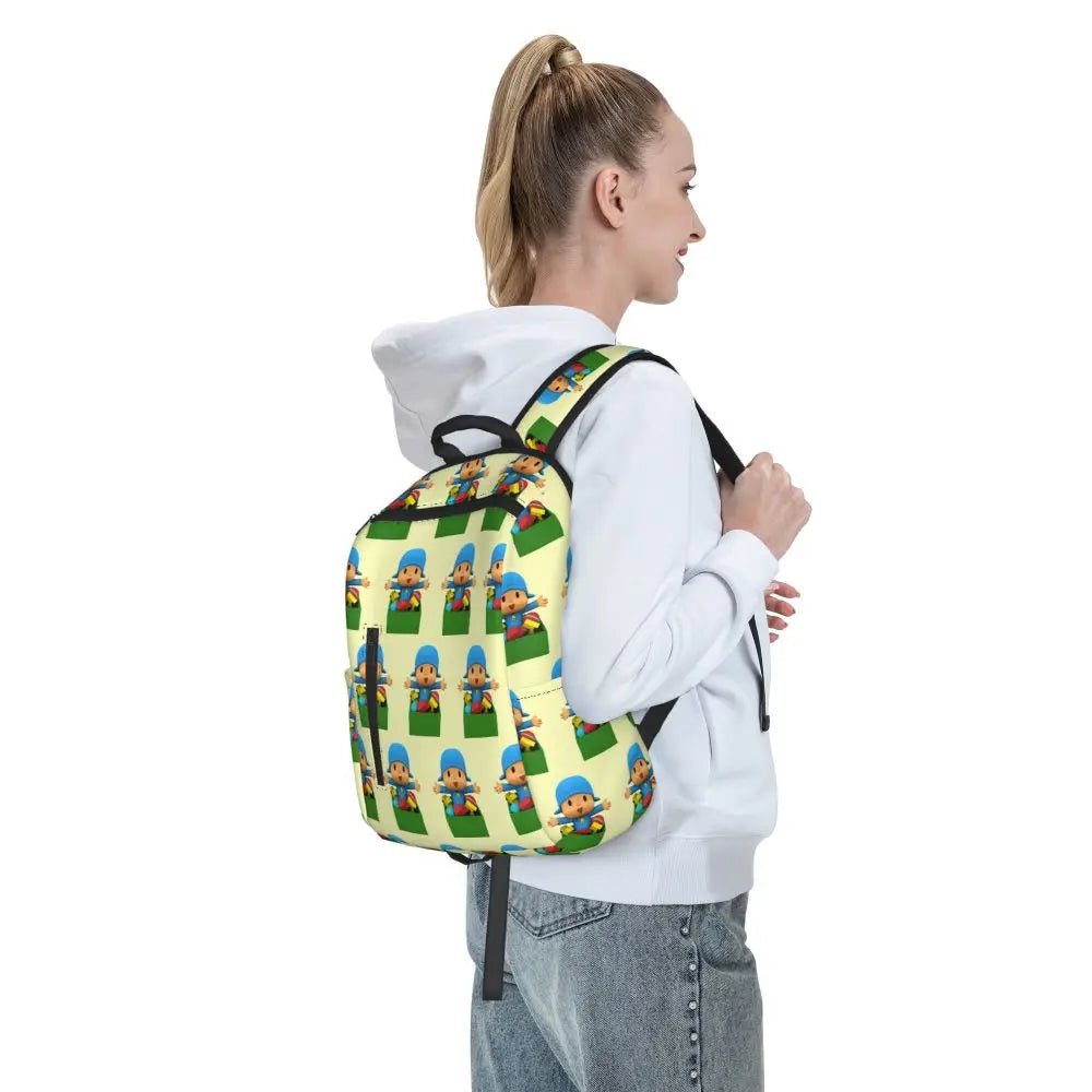 Mochila azul de dibujos animados de Pocoyo para niños, mochila de gran capacidad para niños, mochila escolar, bolsos de hombro para hombres y mujeres