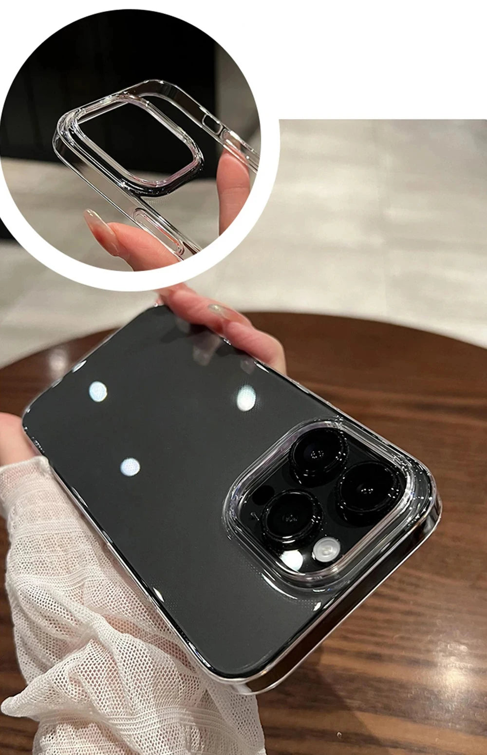 Fundas de parachoques transparentes a prueba de golpes de lujo para iPhone 16 15 14 13 12 11 Pro Max Plus accesorios de cubierta de teléfono acrílico suave transparente