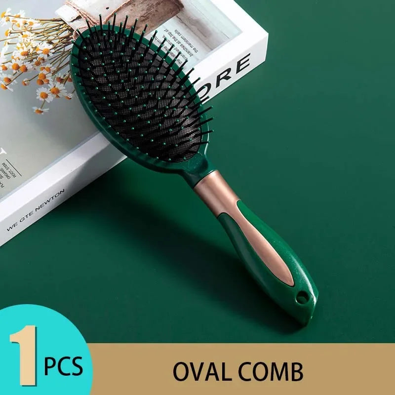 Cepillo de masaje para el cuero cabelludo con cojín de aire ovalado y redondo, herramienta antiestática exfoliante para peinar el cabello en salones de belleza y SPA