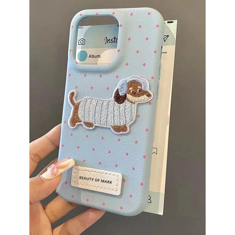 Bonita funda de teléfono de lunares esmerilados, bonita funda de dibujos animados para IPhone 15 13 14 11 12 16 17 Pro Max 7 8 Plus XR XS, cubierta anticaída