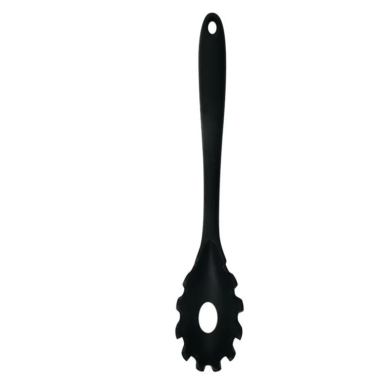 Colador de fideos y Pasta de silicona, cuchara para espagueti con mango largo, cuchara para fideos, colador con ranura, colador de drenaje de nailon, utensilio de cocina